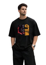 Roaring Black Panther Graphic Oversized Front Print T-Shirt