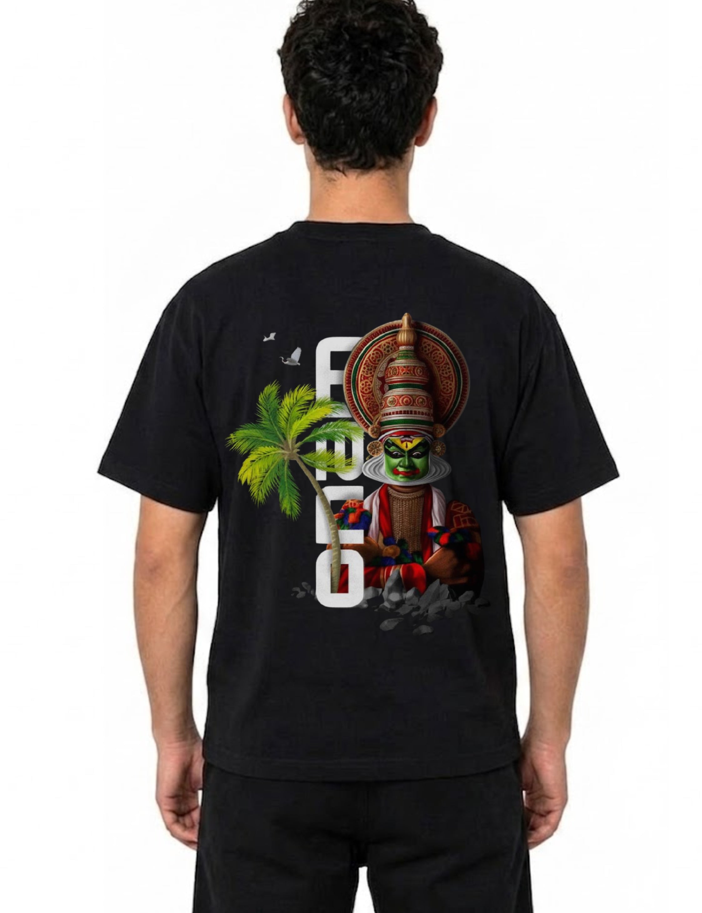 Kerala Kathakali Back Print Oversized Unisex T-Shirt | 100% Cotton | 220 GSM | Premium Oversized Fit