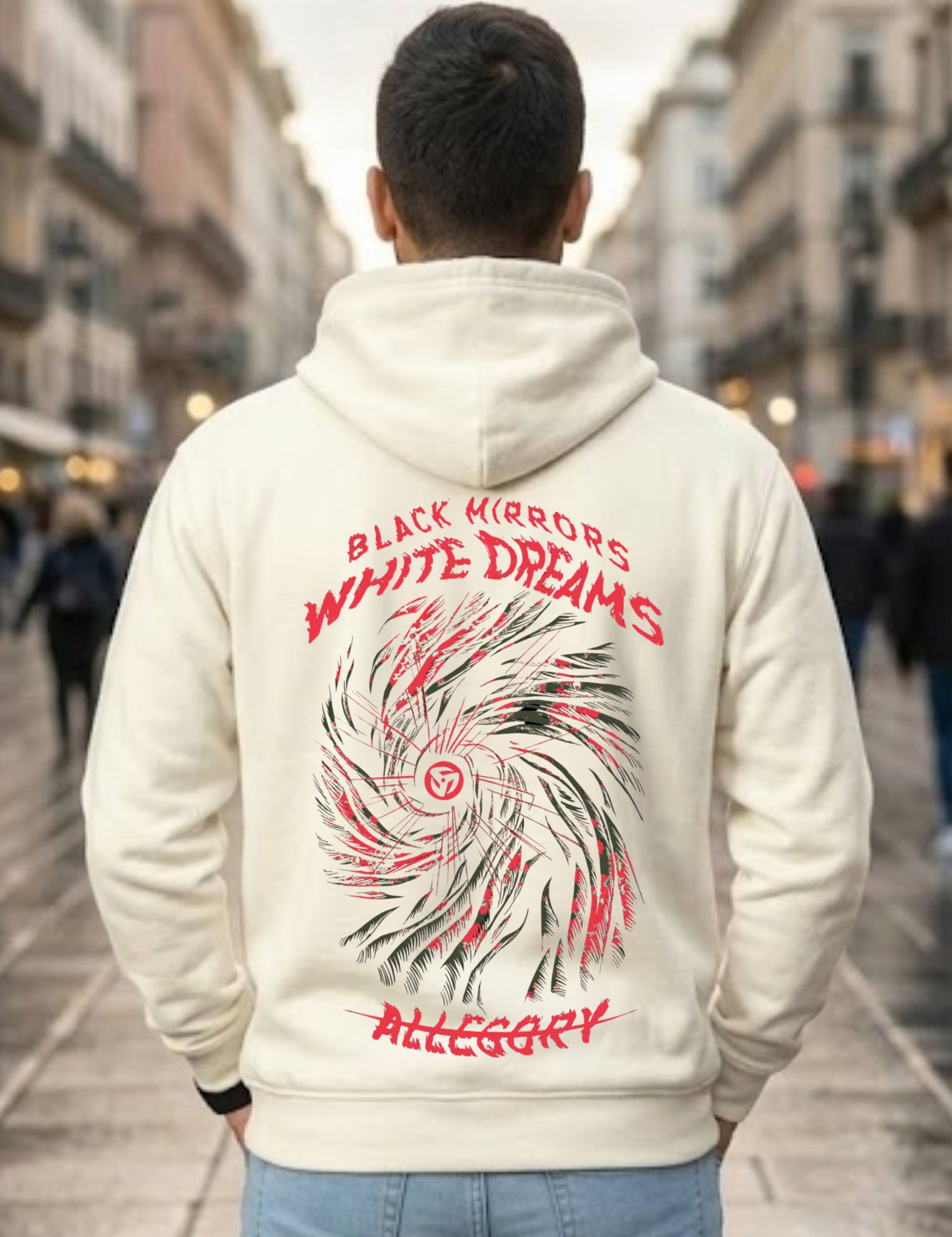 Black Mirrors White Dreams Graphic Printed Hoodie for Men & Women | 350 GSM | Premium Unisex Pullover Hoodie