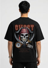Pirate Skull Ghost Graphic Oversized Back Print T-Shirt