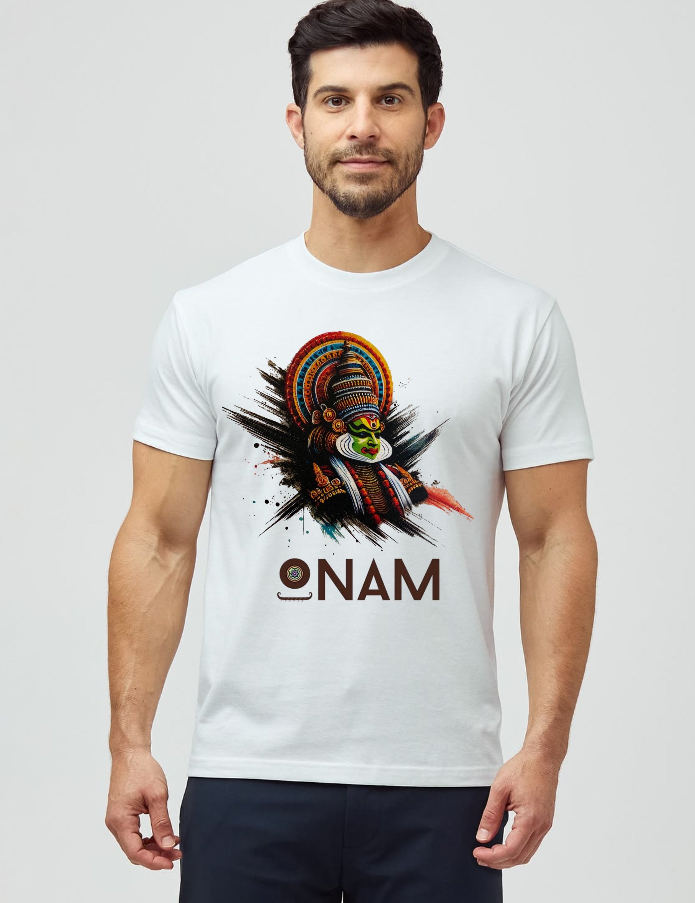 Onam Kathakali Graphic Printed Unisex T-Shirt | 100% Cotton | 180 GSM | Premium Kerala Festival Tee