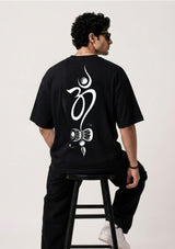 Om Trishul Damru Back Print Oversized Unisex T-Shirt | 100% Cotton | 220 GSM | Premium Oversized Fit