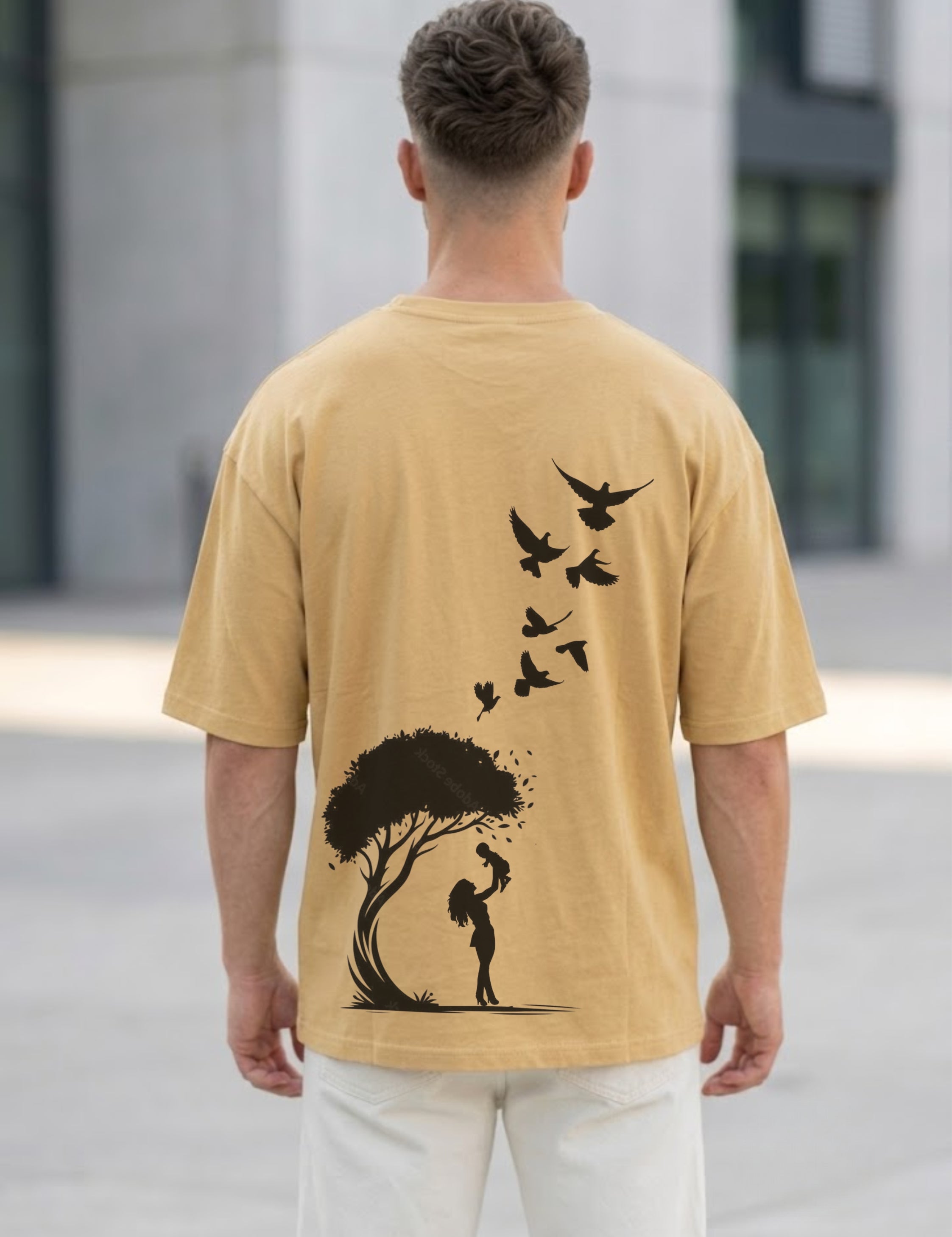 Nature Silhouette Back Print Oversized Unisex T-Shirt | 100% Cotton | 220 GSM | Premium Streetwear