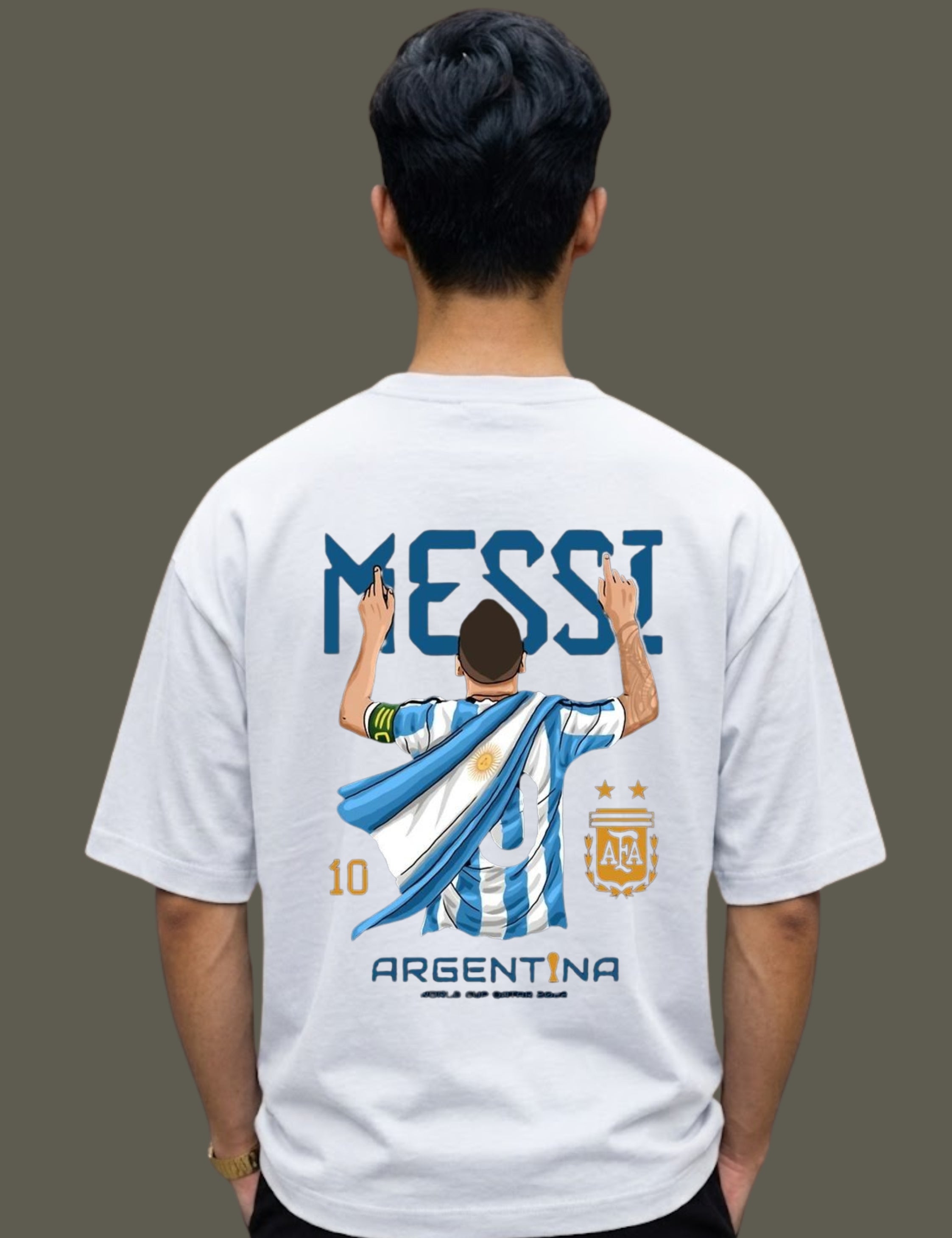 Messi Argentina Football Back Print Oversized Unisex T-Shirt | 100% Cotton | 220 GSM | Premium Streetwear
