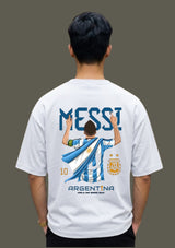 Messi Argentina Football Back Print Oversized Unisex T-Shirt | 100% Cotton | 220 GSM | Premium Streetwear
