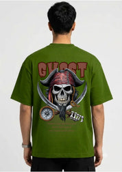 Pirate Skull Ghost Graphic Oversized Back Print T-Shirt