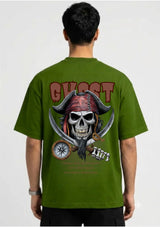 Pirate Skull Ghost Graphic Oversized Back Print T-Shirt