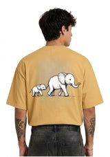 Elephant Family Graphic Back Print Oversized Unisex T-Shirt | 100% Cotton | 220 GSM | Premium Streetwear