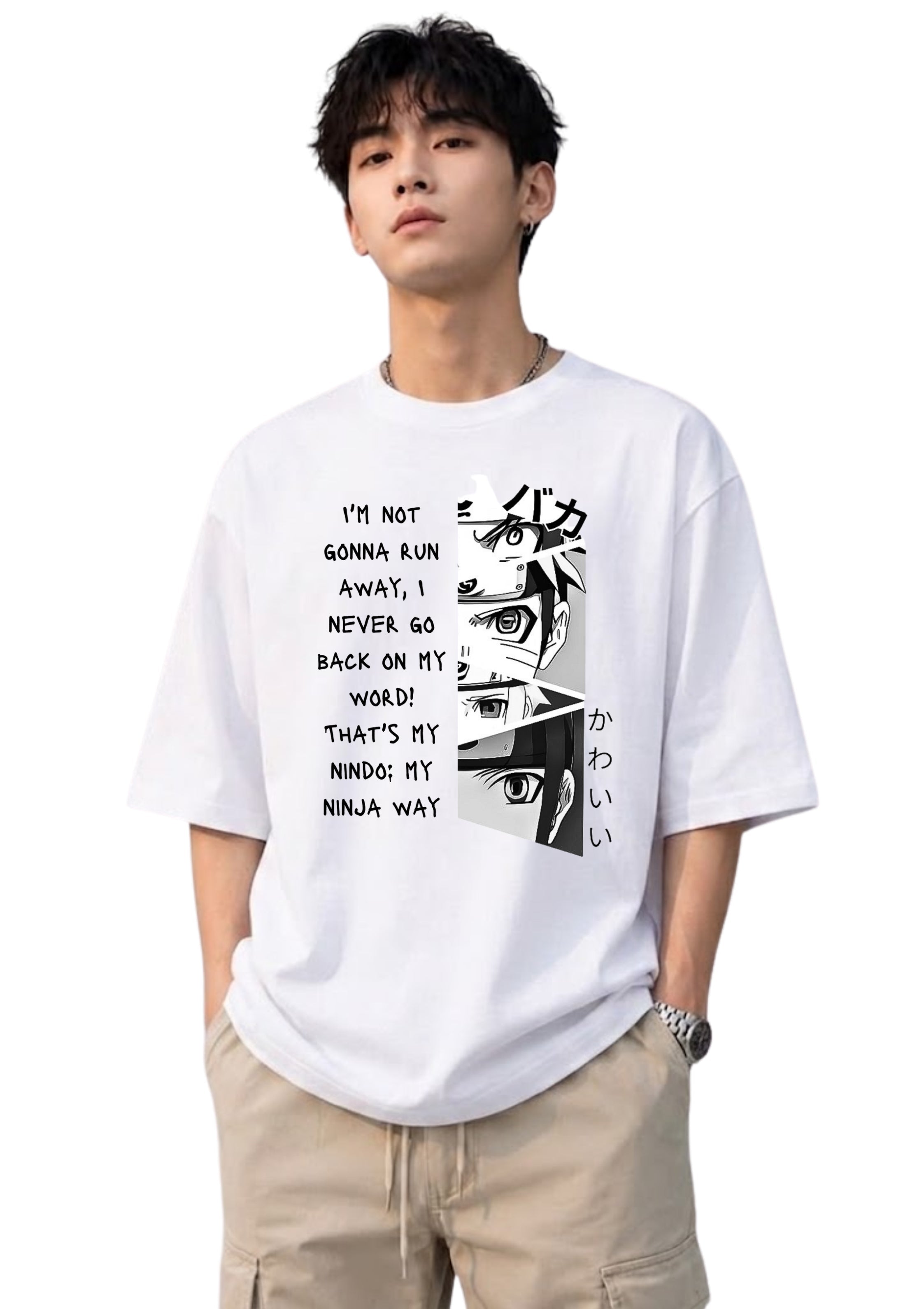 Naruto Quote Anime Oversized Graphic T-Shirt