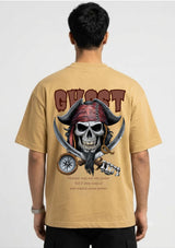 Pirate Skull Ghost Graphic Oversized Back Print T-Shirt