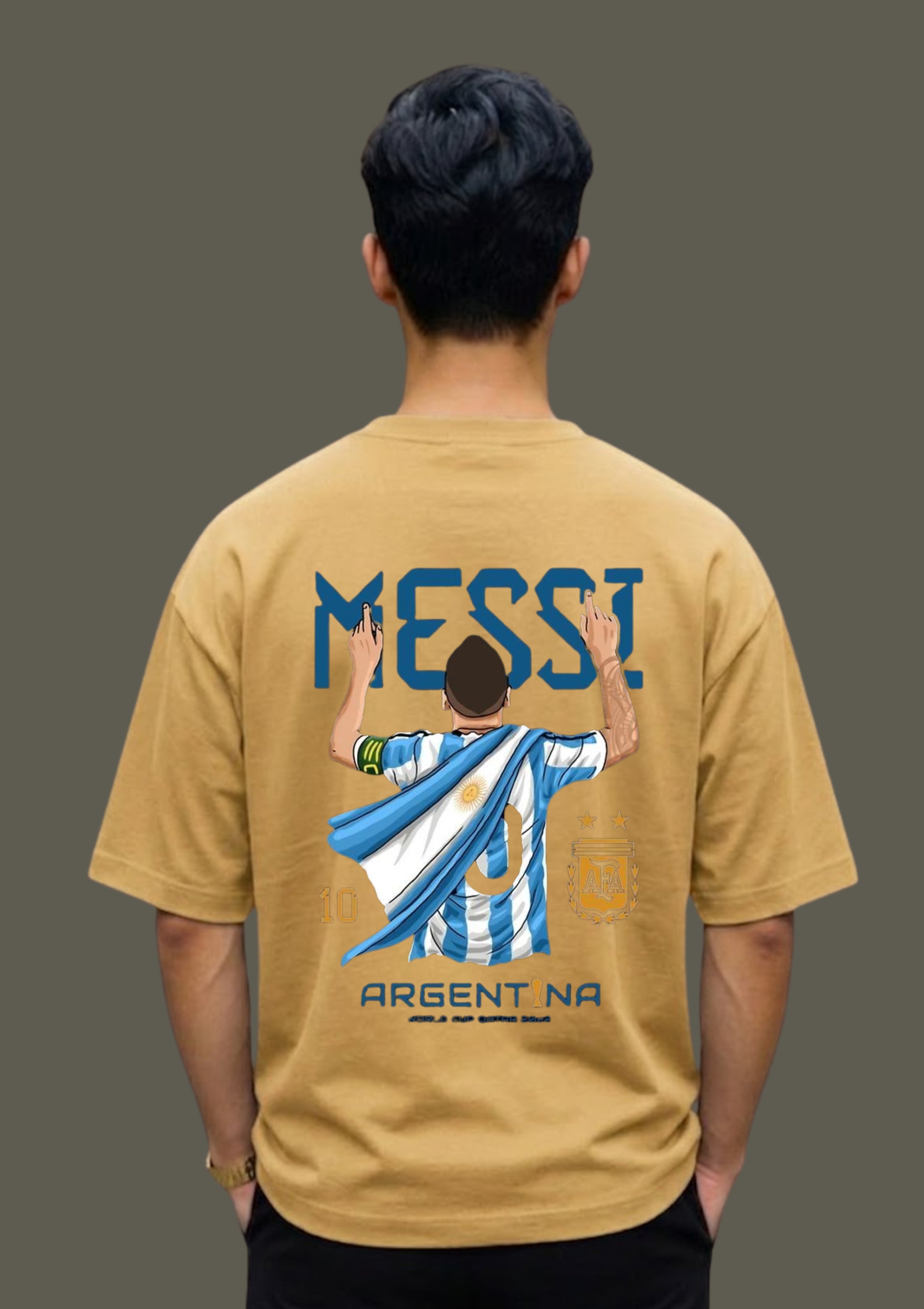 Messi Argentina Football Back Print Oversized Unisex T-Shirt | 100% Cotton | 220 GSM | Premium Streetwear