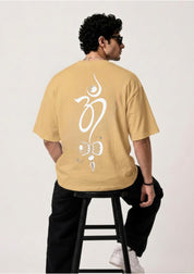 Om Trishul Damru Back Print Oversized Unisex T-Shirt | 100% Cotton | 220 GSM | Premium Oversized Fit