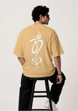 Om Trishul Damru Back Print Oversized Unisex T-Shirt | 100% Cotton | 220 GSM | Premium Oversized Fit