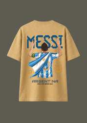 Messi Argentina Football Back Print Oversized Unisex T-Shirt | 100% Cotton | 220 GSM | Premium Streetwear