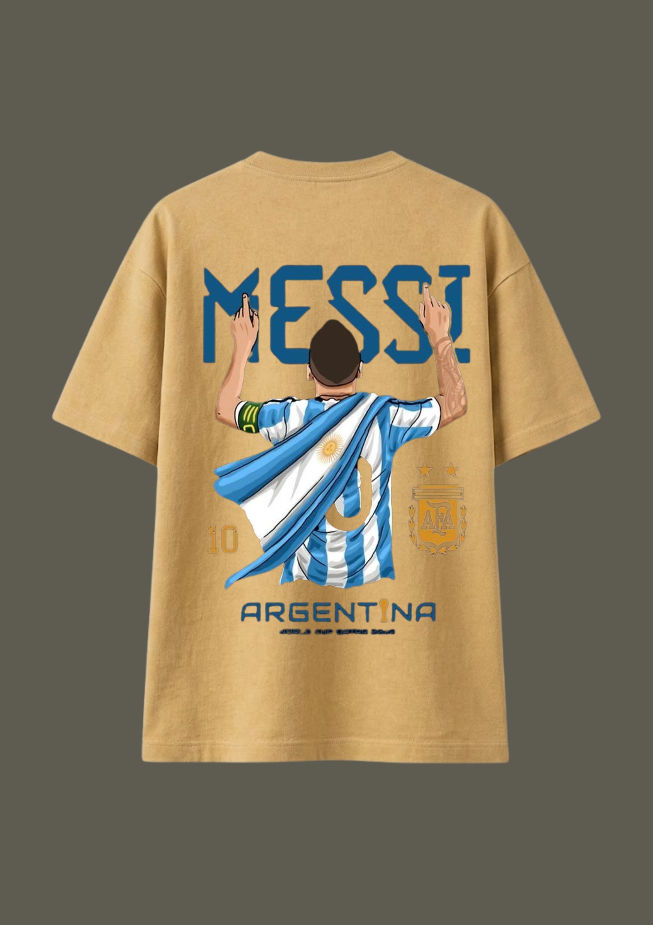 Messi Argentina Football Back Print Oversized Unisex T-Shirt | 100% Cotton | 220 GSM | Premium Streetwear