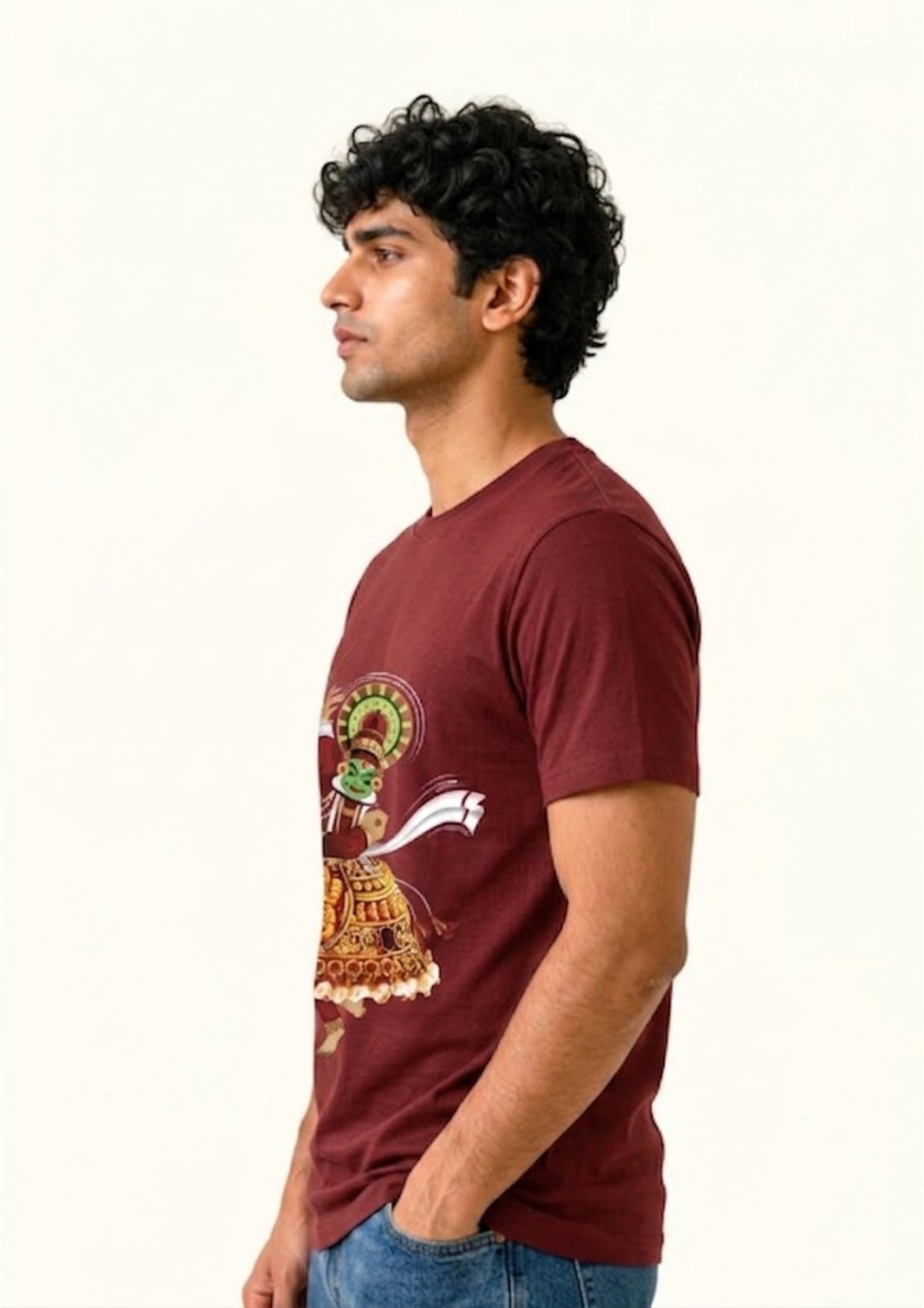 Kathakali Classical Dance Graphic Regular Unisex T-Shirt | 100% Cotton | 180 GSM | Premium Cultural Streetwear