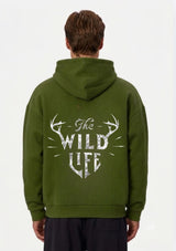 The Wild Life Graphic Printed Hoodie for Men & Women | 350 GSM | Premium Unisex Pullover Hoodie