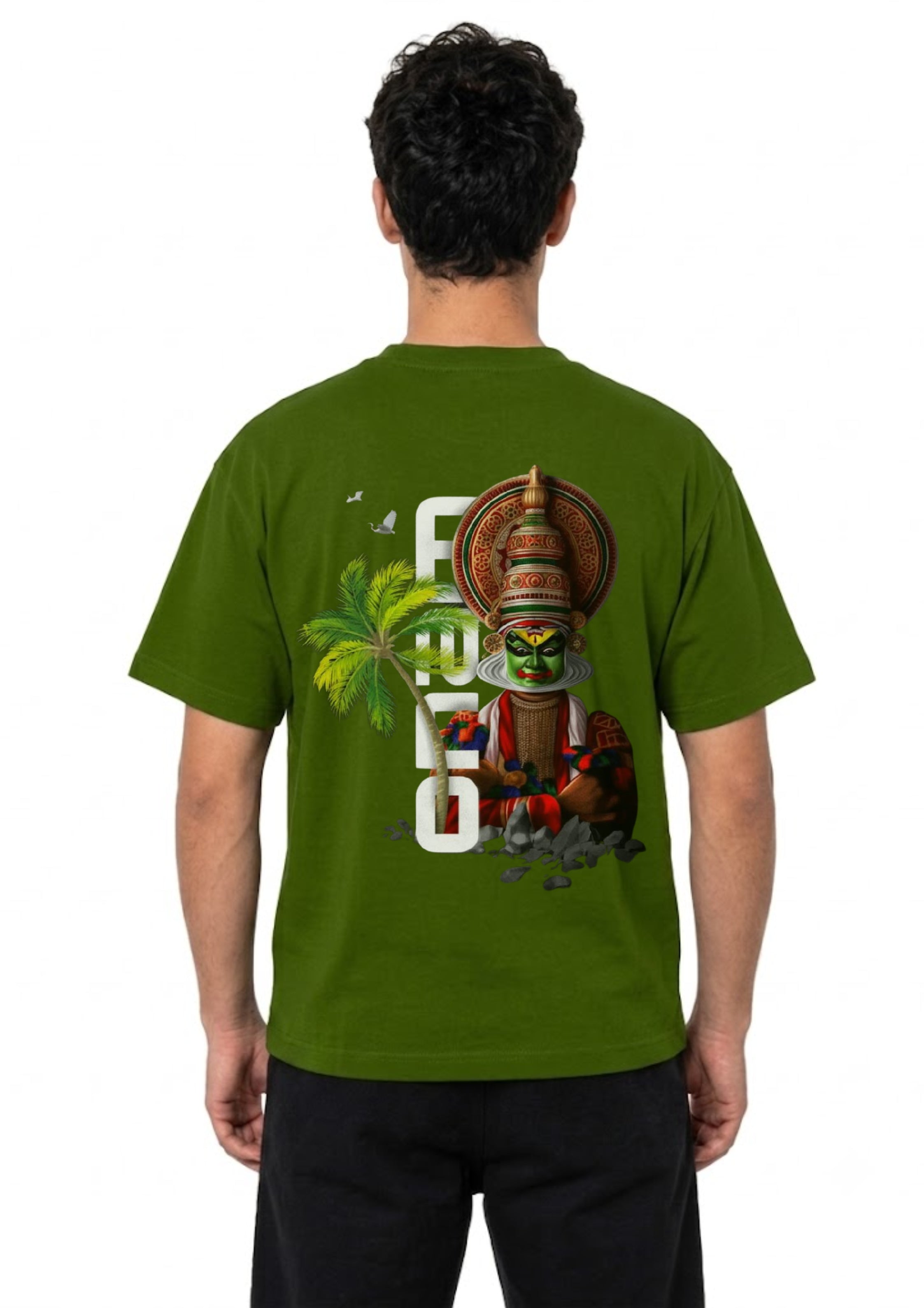 Kerala Kathakali Back Print Oversized Unisex T-Shirt | 100% Cotton | 220 GSM | Premium Oversized Fit