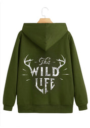 The Wild Life Graphic Printed Hoodie for Men & Women | 350 GSM | Premium Unisex Pullover Hoodie