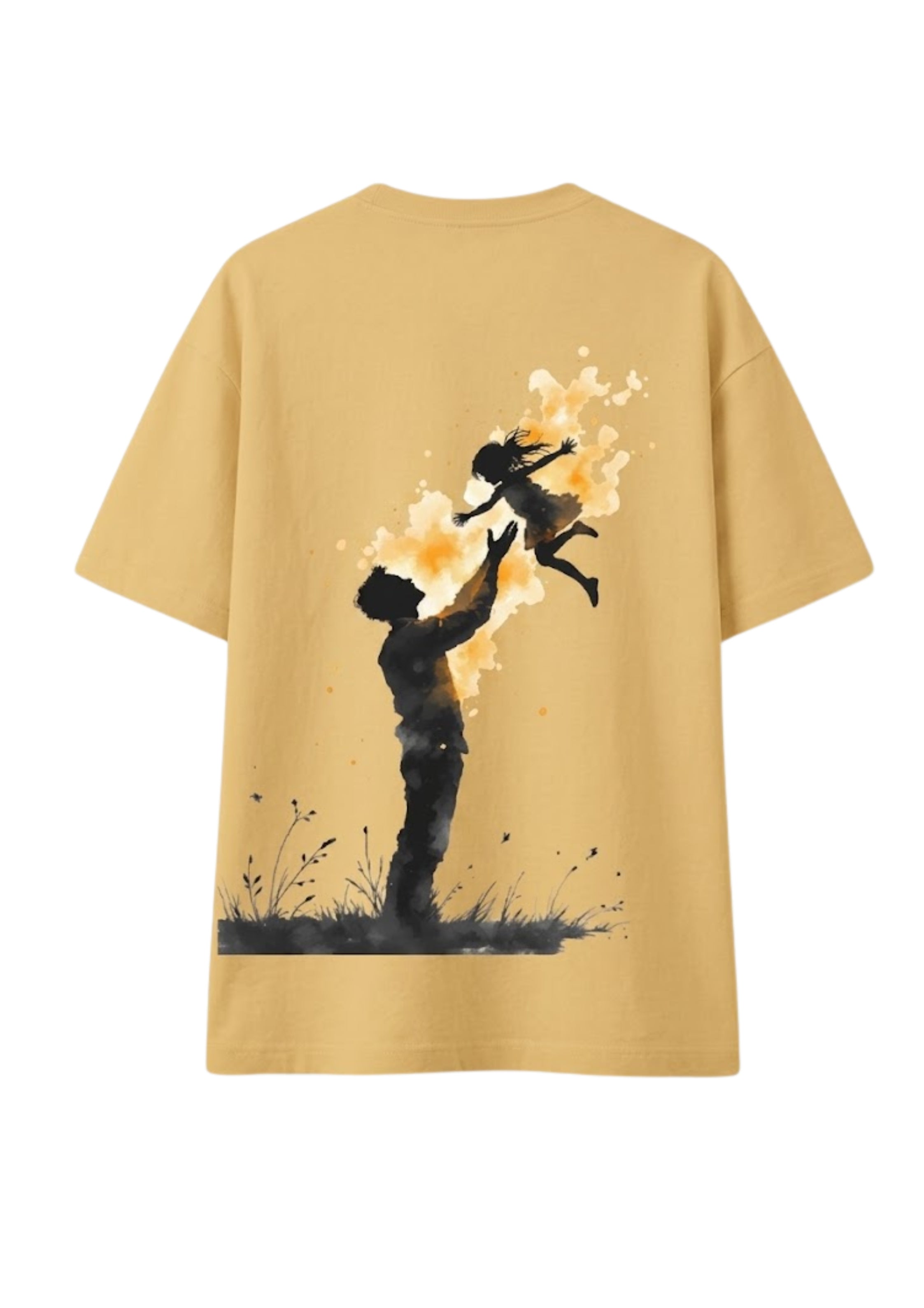 Parent & Child Silhouette Back Print Oversized Unisex T-Shirt | 100% Cotton | 220 GSM | Premium Streetwear