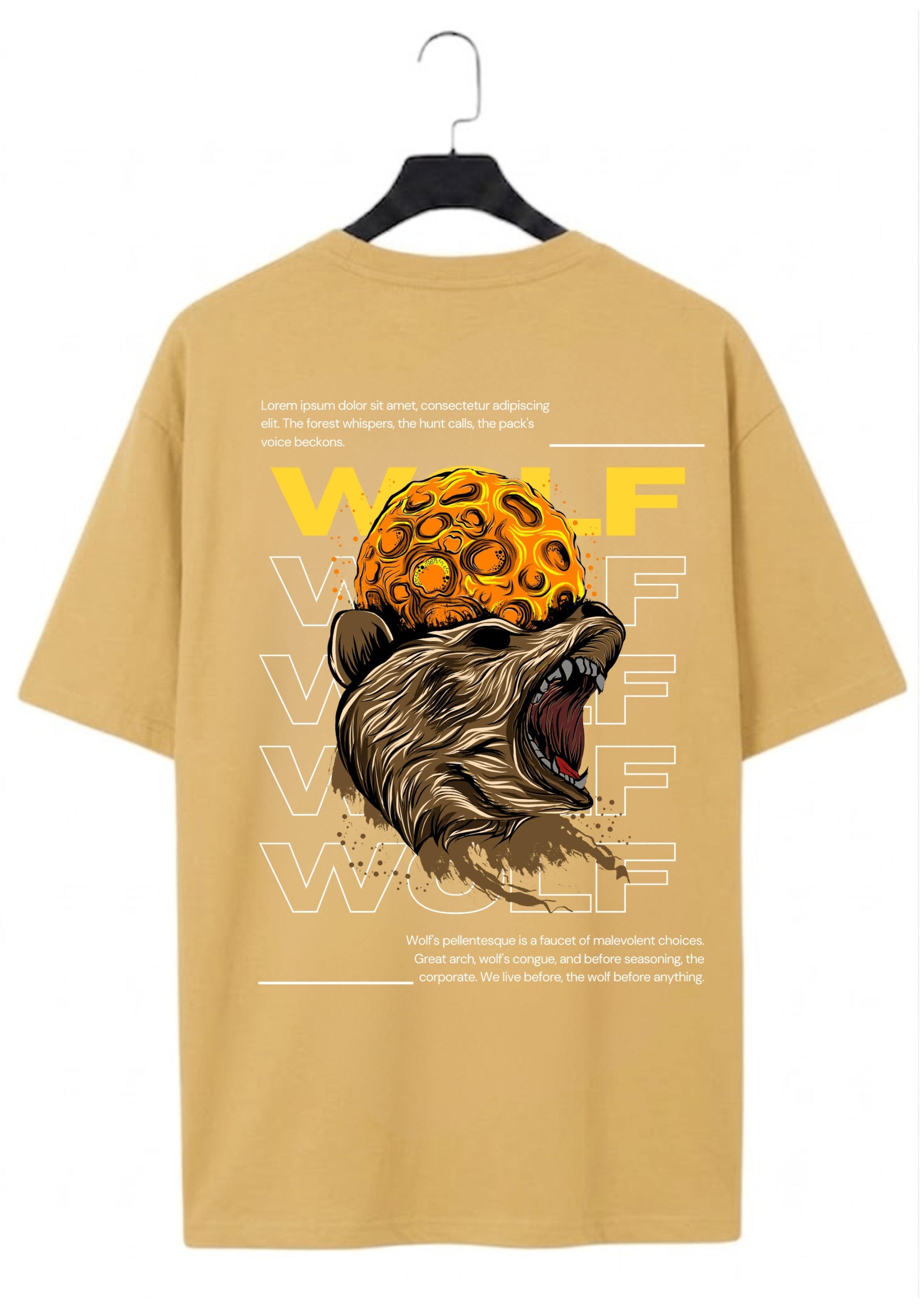 Wolf Moon Graphic Back Print Oversized T-Shirt